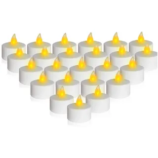 Spetebo LED Teelichter warm weiß mit Fackereffekt und Timer 24er Set - Künstliche mit flackernder Flamme Kerze Batterie betrieben - Deko Licht