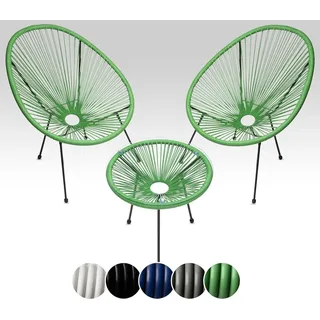 sunnypillow Gartenstuhl 2er Set Acapulco Gartenstühle mit Tisch, Grün grün