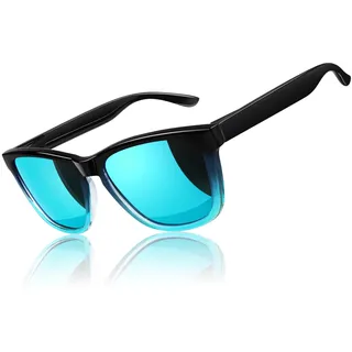 LINVO Sonnenbrille Herren Damen Polarisiert UV400 Klassisch Retro Eckig Sonnenbrille Verspiegelt für Fahren Angeln CAT 3 CE - M