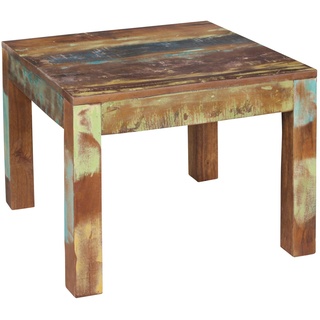 KADIMA DESIGN Rustikaler Couchtisch: Recyceltes Mango-Holz, Shabby-Chic-Design, robust, Klarlack-Beschichtung, große Tischplatte.