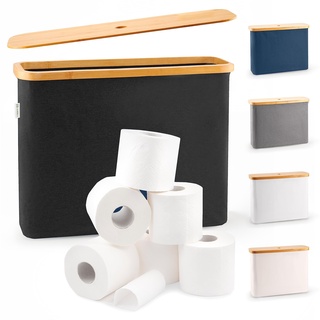 Lonbet – Eleganter Badezimmer Organizer Black - Toilettenpapier Aufbewahrung aus Bambus – antibakterielle und atmungsaktive Deko Box - 45 x 15 x 34.5 cm