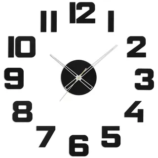 PRIM Veneer Colorino DIY Wanduhr Holz, Made in EU, Wood Wand-Deko ∅ von 600 bis 1000 mm, 3D Holz-Ziffern, Holz Wanduhr Groß XXL, Wanduhr Küche, Schlafzimmer (Schwarz)