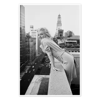 Marilyn Monroe in New York Poster 60 x 90 cm | Pop Vintage Nostalgie Monochrom Schwarz Weiß Fashion Hollywood USA Amerikanerin Kino Film Filmstar Schauspielerin Porträt set