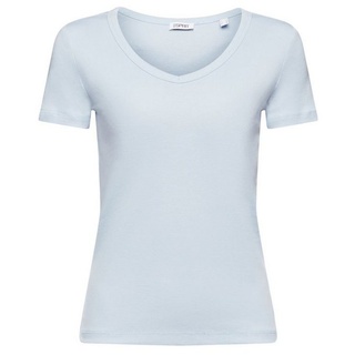 Esprit T-Shirt Baumwoll-T-Shirt mit V-Ausschnitt (1-tlg) blau XXL