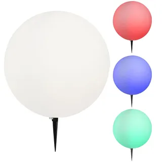 Smart LED Außenleuchte dimmbar Steckleuchte Kugel Gartenlampe mit Strom Leuchtkugeln für Garten, RGB Farbwechsel, Erdspieß weiß, 8,5W 806lm warmweiß-kaltweiß, DxH 40 x 56 cm