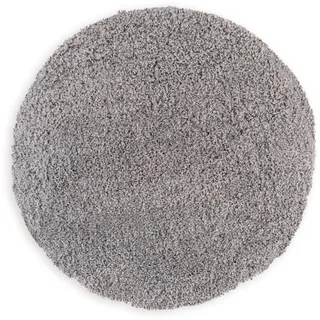 WohnDirect Premium Hochflor Badezimmerteppich Grau • Rutschfester & Extra Flauschiger Badvorleger • Badteppich, Badematte Rund Ø 70 cm