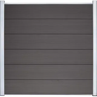 KAHRS WPC Zaunfeld-Set "Lübeck XL", anthrazit, 6 Zaunbretter 20x307 mm, inkl. Alustart- & Endleiste in silber + Fixierungsstange (exkl. Pfosten), 180x180 cm