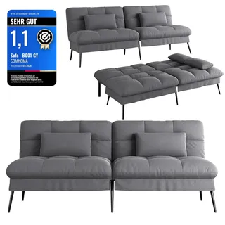 COMHOMA Sofa Schlafsofa mit Schlaffunktion, überzug Futon Klappsofa, Bettcouch, ecksofa, Couch Gästebett, 3-Sitzer Sofa, mit verstellbare Rücken... - Grau