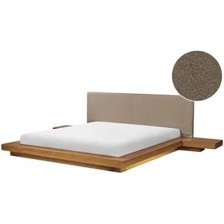 Bett Mit Led Bouclé Zen 180 X 200 Cm Naturfarbene Esche