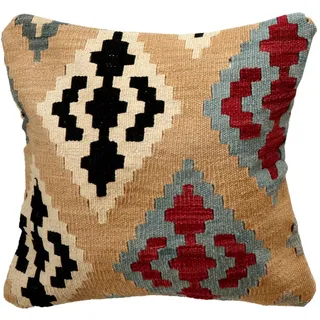 Looma Kelim-Kissenhülle, Mehrfarbig, Textil, Patchwork, Rechteckig, 50x50 cm, Wohntextilien, Kissen, Dekokissen