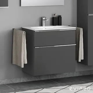 Evineo ineo4 Unterschrank B: 74 cm, 2 Auszüge, mit Griff, für Geberit Acanto Slim Waschtisch,, BE0226AN