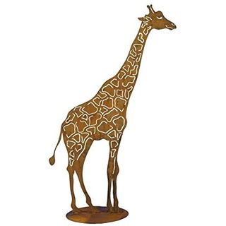 Gartenfigur Rost auf festem Stand – Hochwertig & Wetterfest - Metall Tierfigur - Edelrost Dekofigur/Tier Figur – Gartendeko/Dekoration (Giraffe - Höhe 100cm)