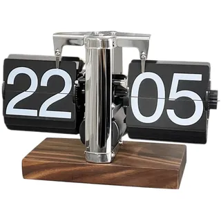 Baoblaze Flip-Tischuhr, automatische Seitenumblätteruhr, Retro-Flip-Down-Uhr, Tischuhr, mechanische Flip-Uhr, Edelstahl 24h