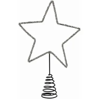 Loberon Baumspitze Nobiletto, antikgrau | Funkelnde Glassteinchen - Minimalistisches Design - Stabile Spiralfassung - Christbaumspitze - Weihnachten - Weihnachtsdeko