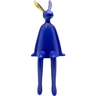 Kare Design Deko Figur Sitting Rabbit, Blau, Hase, Keramik, Handgearbeitet, Unikat, 35x15x15cm (H/B/T)