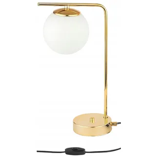 Tischlampe Wohnzimmer Glas Gold Weiß Kugel E27 H:38 cm Tischleuchte Schlafzimmer