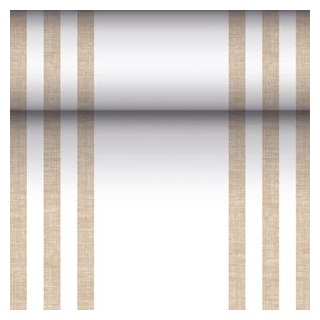 Papstar Tischläufer 88756 Royal Collection Lines, sand / weiß, PV-Tissue Mix, 40 cm x 24 m