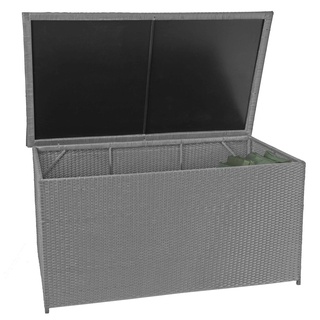 Poly-Rattan Kissenbox HWC-D88, Gartentruhe Auflagenbox Truhe Basic grau, 80x160x94cm 950l