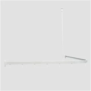 Euroshowers GmbH Duschvorhangstange Profi 90x90cm L-förmiges Duschstangen-Set Weiß aus Aluminium, Wand, Schrauben, Aluminium, Inklusive Deckenhalterung 60 cm,verbindungsstücken und 12 Vorhanghaken weiß