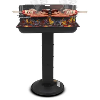 Muntel Holzkohlegrill edelstahl,Säulengrill, BBQ-Grill,inkl 5-fach höhenverstellbarem Grillrost, Lüftungsregler,Aschekasten und Aschekasten, fü... - Schwarz
