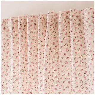 SCHÖNER LEBEN. Vorhang Vorhang Smok-Schlaufenband Classic Little Rose ecru rosa 245cm, Smokband, blickdicht, Baumwolle, handmade rosa