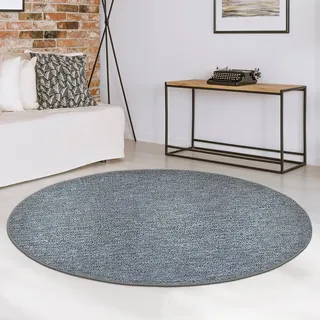 casa pura Teppich rund 160cm Durchmesser, Hellgrau Rutschfester & Flacher Flurteppich, Wohnzimmerteppich, Küchenteppich, Schlafzimmerteppich ideal auch als Schreibtischstuhl Unterlage, London