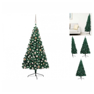 vidaXL Künstlicher Weihnachtsbaum Künstlicher Halber Weihnachtsbaum mit LEDs Kugeln Grün 240 cm grün