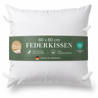 Bestlivings Federkissen 80x80cm (100% Entenfedern, Füllgewicht 1.000g)