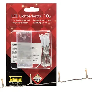 IDENA LED Lichterkette 10er transparent 1,1 m Warmweiß