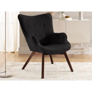 s-style möbel Loungesessel Lenari Cord 71 x 96 x 86 cm Schwarz