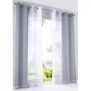 2er Pack Gardinen Vertikal Farbverlauf Druck Transparent »Modena« mit Ösen und Raffhalter, Vorhang, Dekoschal HxB 175x140 cm Grautöne, 10000183