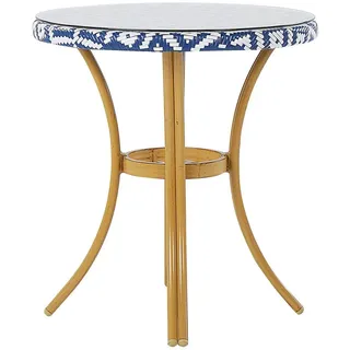 Beliani Rifreddo Gartentisch Ø 70 x 76 cm Blau/Beige/Weiß