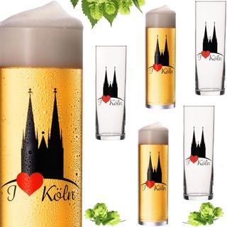 IMPERIAL Kölschgläser mit Kölner Dom Motiv 200ml (max. 240ml) Set 6Teilig Kölsch Stangen aus Glas 0,2L Biergläser Köln