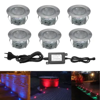 CHNXU LED Bodeneinbaustrahler RGB 6er Set Boden Lampe Ø45mm 12V IP67 Wasserdicht LED Außen Veränderbare Lichter Terrasse Einbauleuchten für Küche Garten Treppen Balkon Terrasse