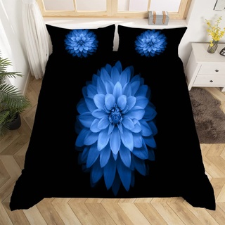 MLUNKQAIL Bettbezug 155x220 Blau Bettwäsche Die Blumen Weich Atmungsaktiv Bettwäsche Set Mikrofaser Bettbezüge und 2 Kissenbezüge 80x80 cm mit Reißverschluss für Ganzjaehrig