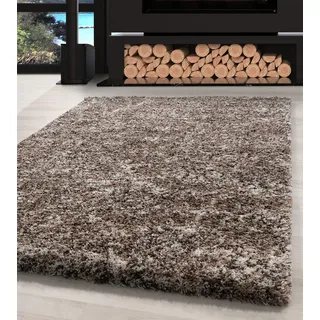 Carpettex Hochflor Teppich 120x170 cm Beige Shaggy Meliert