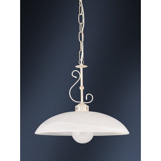 Helios Leuchten Pendelleuchte Hängelampe Landhausstil Küchenlampe Deckenlampe, für Wohnraum Esstisch Küche, Alabasterglas weiß weiß