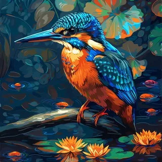 KANGBAWA Malen nach Zahlen Erwachsene Eisvogel Bunter Vogel (14) DIY Malen nach Zahlen Kits auf Leinwand Acrylmalerei mit Pinseln Leinwand Geschenke Kunsthandwerk 40 x 50 cm(rahmenlos)