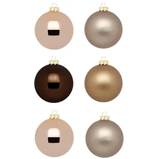 Inge Glas Weihnachtskugeln | Schöne Christbaumkugeln aus Glas | 30 Kugeln in Karton-Box | Christbaumschmuck Weihnachtsbaumschmuck Weihnachtsbaumkugeln (Elegant Lounge | braun beige Creme)