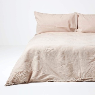 Homescapes 3-teiliges Leinen-Bettwäsche-Set beige-Natur, 1 Bettbezug 230x220 cm & 2 Kissenbezüge 48x74 cm aus 60% Leinen und 40% Baumwolle