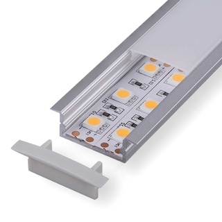 Alupona LED Aluprofil DURA 2 Meter Aluminium Profil Leiste eloxiert | z.B.für Philips Hue LED Strip |Set incl. opaler milchiger click Abdeckung | Endkappen + Montageklammer |