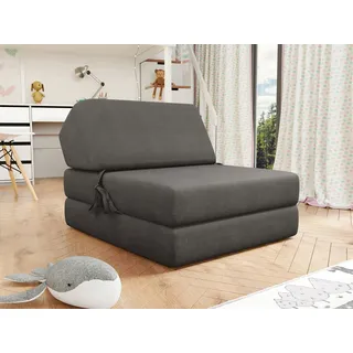 MIRJAN24 Schlafsofa Kevin, Sofa mit Schlaffunktion, Bettsessel, Klappmatratze, Faltmatratze grau