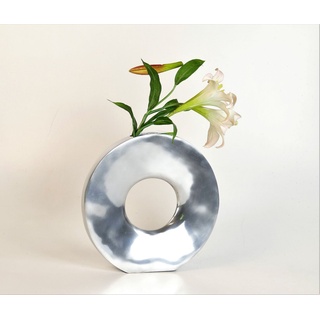 ARTRA Tischvase (1 St), Aluminum Vase "Rund" (Größe: M) - Dekoration, Blumenvase und Tischvase silberfarben