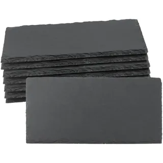 8 Stück Rechteckige Schieferplatte,Schieferplatten Servierplatte 25 x 12cm | Schiefer Tischuntersetzer, Schieferplatte Untersetzer für Buffet, Sushi, Käse, Servieren, Schwarz