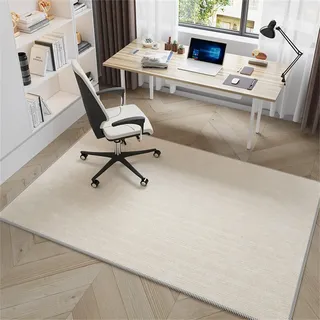 Surwin Bürostuhl Unterlage Teppich, Abstraktes Beige Bodenschutzmatte für Bürostuhl Hartböden Parkett Laminat, Kratzfest rutschfest Bodenmatte Stuhlunterlage Bürostuhlunterlage (Beige 3,100x120cm)