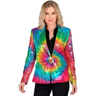 W WIDMANN MILANO Party Fashion - Pailletten Blazer Damen | Funkelndes Jackett mit Glitzer-Look, auffälliges Party-Outfit für Karneval, Festival & Mottoparty