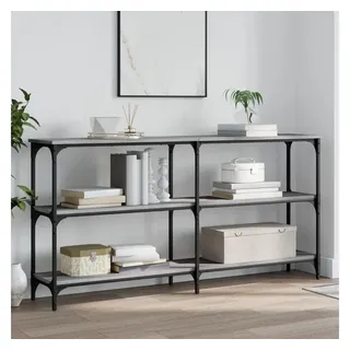 furnicato Konsolentisch 150 x 29 x 75 cm Grau Sonoma Holzwerkstoff & Metall (1-St), Stabiler Beistelltisch mit Stauraum und verstellbaren Beinen im Flur grau 29 cm x 75 cm x 150 cm