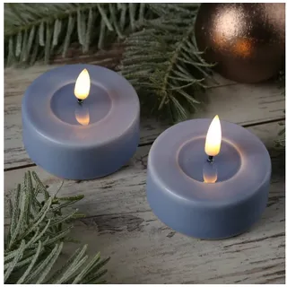 Deluxe Homeart LED-Kerze LED Maxi Teelichter Mia Deluxe flackernd Echtwachs D: 6,1cm blau 2St. (2-tlg) blau