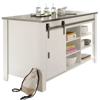 KÜCHENINSEL weiß Pinie, anthrazit Landhaus 162 cm, Kochinsel freistehend