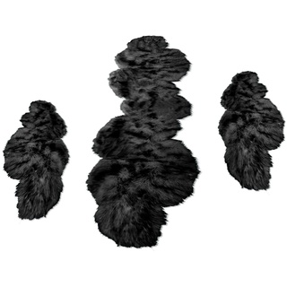 Bettumrandung »Valeria«, Kunstfell, Teppiche fürs Schlafzimmer, Ankleidezimmer, Wolken-Form, 69618408-14 schwarz rechteckig